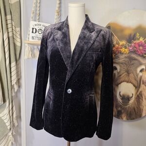 Ralph Lauren Purple Label Kayli Embellished Denim Tuxedo Jacket Womens 4 $2490